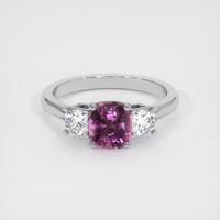 1.37 Ct. Pinkish Purple Sapphire Ring, 18K White Gold 1