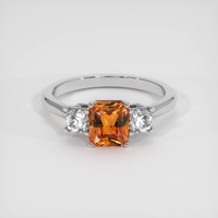 2.04 Ct. Orange Sapphire Ring, 18K White Gold 1