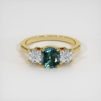 1.15 Ct. Greenish Blue Sapphire Ring, 10K Yellow Gold 1