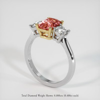 1.60 Ct. Padparadscha Sapphire Ring, 14K Yellow & White 2