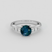 1.38 Ct. Greenish Blue Sapphire Ring, Platinum 950 1