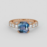 3.45 Ct. Purplish Blue Sapphire Ring, 14K Rose Gold 1
