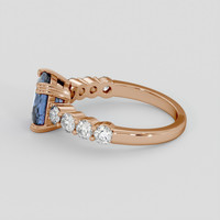 3.45 Ct. Purplish Blue Sapphire Ring, 14K Rose Gold 4