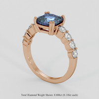 3.45 Ct. Purplish Blue Sapphire Ring, 18K Rose Gold 2