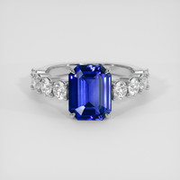 3.64 Ct. Blue Sapphire Ring, 18K White Gold 1