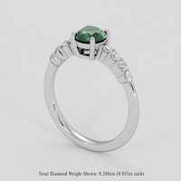 1.01 Ct. Bluish Green Sapphire Ring, 18K White Gold 2