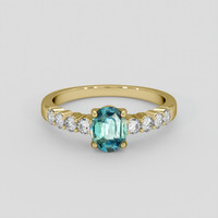 1.12 Ct. Greenish Blue Sapphire Ring, 10K Yellow Gold 1