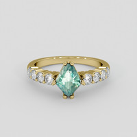 1.36 Ct. Bluish Green Sapphire Ring, 14K Yellow Gold 1