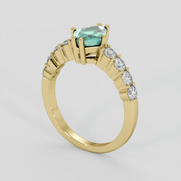 1.36 Ct. Bluish Green Sapphire Ring, 14K Yellow Gold 2