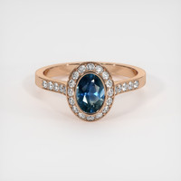 0.89 Ct. Greenish Blue Sapphire Ring, 14K Rose Gold 1