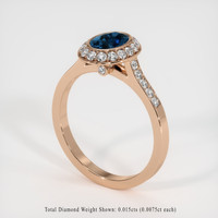 0.89 Ct. Greenish Blue Sapphire Ring, 14K Rose Gold 2