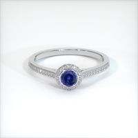 0.77 Ct. Blue Sapphire Ring, 14K White Gold 1