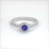 0.44 Ct. Blue Sapphire Ring, 18K White Gold 1