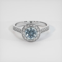 1.25 Ct. Bluish Green Sapphire Ring, 18K White Gold 1