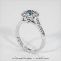 1.25 Ct. Bluish Green Sapphire Ring, 18K White Gold 2