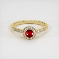 0.34 Ct. Ruby Ring, 14K Yellow Gold 1