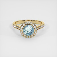2.09 Ct. Greenish Blue Sapphire Ring, 18K Yellow Gold 1