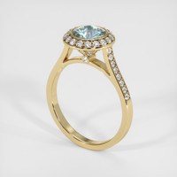 2.09 Ct. Greenish Blue Sapphire Ring, 18K Yellow Gold 2