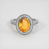 3.64 Ct. Yellowish Orange Sapphire Ring, Platinum 950 1