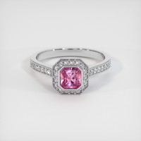 0.77 Ct. Pink Sapphire Ring, 18K White Gold 1