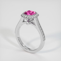 1.67 Ct. Pink Sapphire Ring, 18K White Gold 2