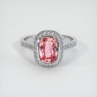 1.96 Ct. Padparadscha Sapphire Ring, 18K White Gold 1