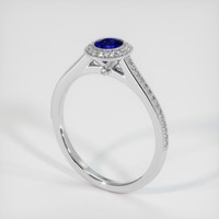 0.74 Ct. Sapphire Ring, 18K White Gold 2