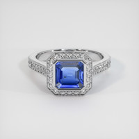 1.70 Ct. Blue Sapphire Ring, 18K White Gold 1
