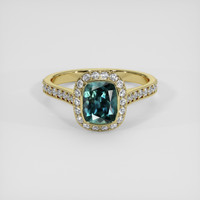1.36 Ct. Bluish Green Sapphire Ring, 14K Yellow Gold 1