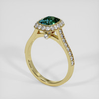 1.36 Ct. Bluish Green Sapphire Ring, 18K Yellow Gold 2