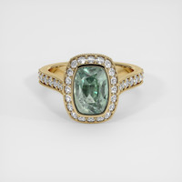 3.20 Ct. Green Sapphire Ring, 18K Yellow Gold 1
