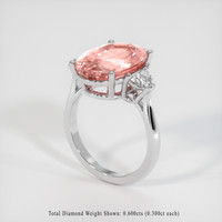 9.05 Ct. Padparadscha Sapphire Ring, Platinum 950 2