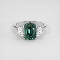3.10 Ct. Bluish Green Sapphire Ring, Platinum 950 1