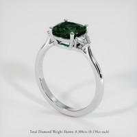 2.10 Ct. Bluish Green Sapphire Ring, Platinum 950 2