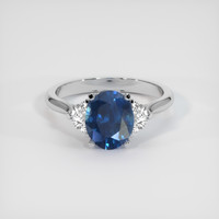 2.09 Ct. Greenish Blue Sapphire Ring, Platinum 950 1