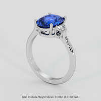 3.06 Ct. Blue Sapphire Ring, Platinum 950 2