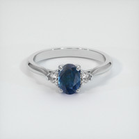 1.07 Ct. Greenish Blue Sapphire Ring, Platinum 950 1
