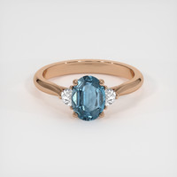 1.71 Ct. Blue Aquamarine Ring, 14K Rose Gold 1