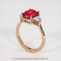 3.54 Ct. Ruby Ring, 18K Rose Gold 2