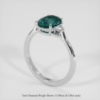 3.06 Ct. Greenish Blue Sapphire Ring, Silver 2