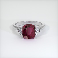 4.11 Ct. Purplish Red Ruby Ring, 10K White Gold 1