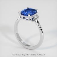 2.85 Ct. Blue Sapphire Ring, 10K White Gold 2
