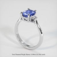 2.76 Ct. Blue Sapphire Ring, 10K White Gold 2