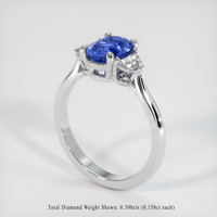 1.26 Ct. Blue Sapphire Ring, 14K White Gold 2