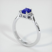 0.76 Ct. Blue Sapphire Ring, 14K White Gold 2