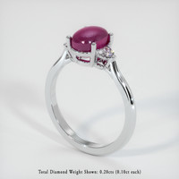 2.61 Ct. Pinkish Red Ruby Ring, 14K White Gold 2