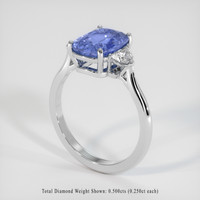 3.55 Ct. Sapphire Ring, 14K White Gold 2