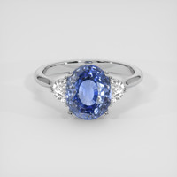 4.09 Ct. Blue Sapphire Ring, 14K White Gold 1