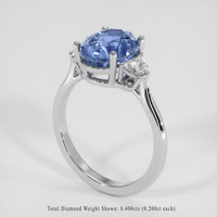 4.09 Ct. Blue Sapphire Ring, 14K White Gold 2