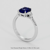 2.21 Ct. Blue Sapphire Ring, 14K White Gold 2